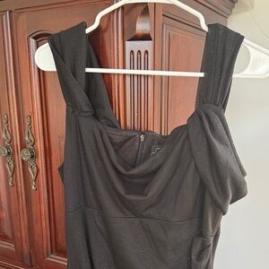 Formal long Stylish Black glittery Sleeveless Gown with off the shoulder look